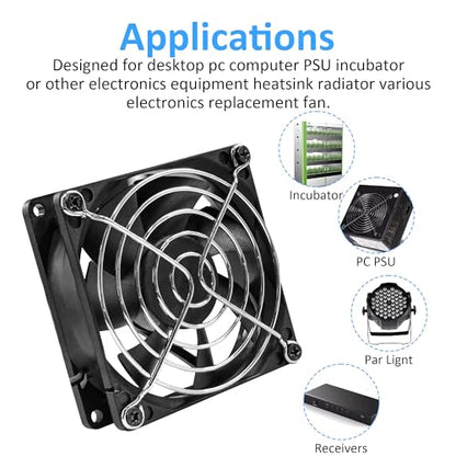 80x25mm12V DC High-Performance 2-Pin XH2.54 Electronics Cooling Fan 2-Pack | 3.15inch 2-Pin XH2.54 Long Life Sleeve Bearing Fan for Desktop PC PSU Incubator Electronics Equipment - size: 80x25mm