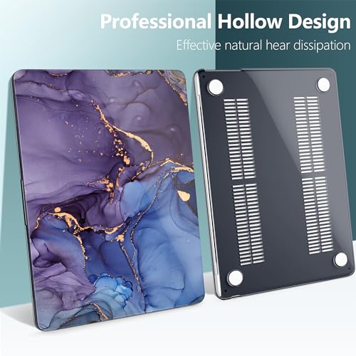 DONGKE for MacBook Air 13 Inch Case M5 2026 M4 2025 M3 M2 2024-2022 A3449 A3240 A3113 A2681, Plastic Hard Shell & Keyboard Cover & Screen Film for MacBook Air 13.6 Inch Case - Abstract Marble - color: Abstract Marble