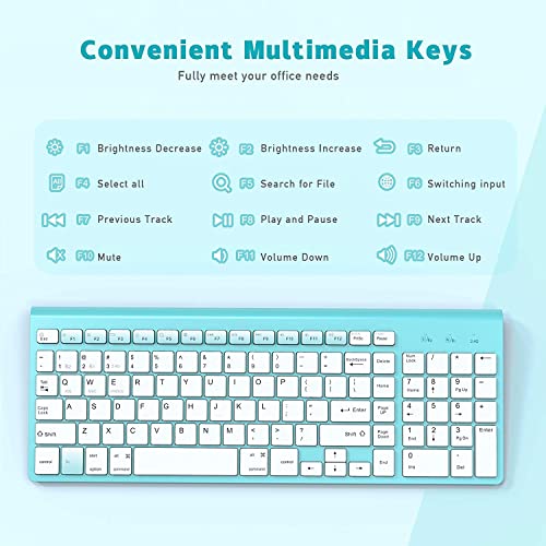 JOYACCESS Wireless Bluetooth Keyboard for Mac,Ergonomic Multi-Device Keyboard with Number Pad, Compatible with MacBook Pro/Air, iMac,iPhone,iPad, iOS, Android, Windows, Turquoise - color: Turquoise