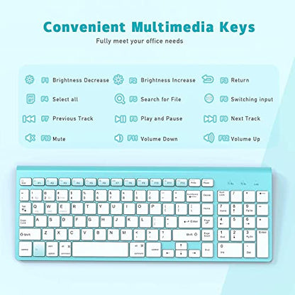 JOYACCESS Wireless Bluetooth Keyboard for Mac,Ergonomic Multi-Device Keyboard with Number Pad, Compatible with MacBook Pro/Air, iMac,iPhone,iPad, iOS, Android, Windows, Turquoise - color: Turquoise