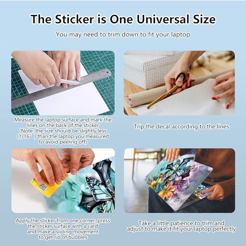 Universal Laptop Skin Sticker with 2 Wrist Pad Skins, Waterproof Scratch Resistant Vinyl Laptop Cover Decal, Cut to Fit for 11–15.6 Inch MacBook HP Dell Lenovo, Faith Butterfly - color: Faith Butterfly