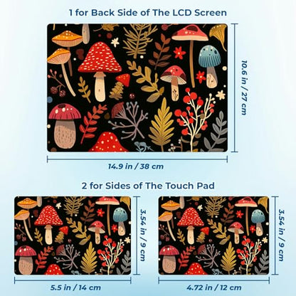 Reusable Universal Laptop Skin Sticker, Cut to Fit for 11.6–15.6 Inch Laptops, Waterproof Protective Film, No-Residue - Mushroom Garden - color: Mushroom Garden