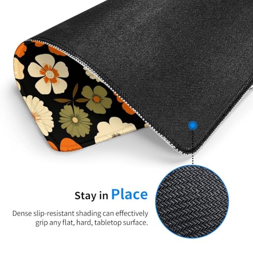 Retro Mid-Century Floral Gaming Computer Keyboard Cute Mouse Pad with Anti-fray Stitching, Premium-Textured Alfombrilla para Mouse with Non-Slip Rubber Base, 10 x 12 inch - color: Retro Mid-Century Floral
