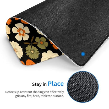 Retro Mid-Century Floral Gaming Computer Keyboard Cute Mouse Pad with Anti-fray Stitching, Premium-Textured Alfombrilla para Mouse with Non-Slip Rubber Base, 10 x 12 inch - color: Retro Mid-Century Floral