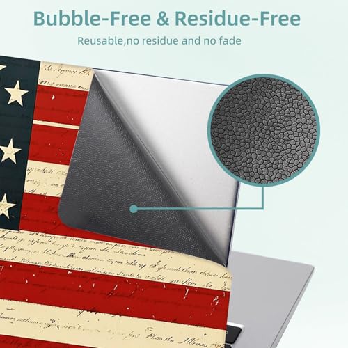 Universal Laptop Skin Decal, 3-Piece Vinyl Protector for 12 13 14 15.6" Notebook, Waterproof Anti-Scratch, Easy Trim & Bubble-Free Finish, American Flag - color: American Flag