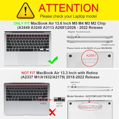 Fintie Case for MacBook Air 13 inch A3449/A3240/A3113/A2681 2022-2026 | M2/M3/M4/M5, Snap On Hard Shell, Full Port Access, Easy On/Off, Lightweight, Cosmic Orange - color: Garden-Black
