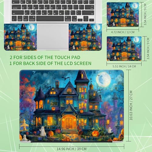 Laptop Skin Sticker Decal, Universal Protective Cover Fit 12 13 14 15.6 Inch Notebook, Reusable Water-Resistant Vinyl Decal w/ 2 Wrist Pads for Business Travel Office, Castle Tree Withered - color: Castle Tree Withered