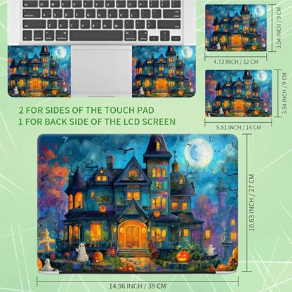 Laptop Skin Sticker Decal, Universal Protective Cover Fit 12 13 14 15.6 Inch Notebook, Reusable Water-Resistant Vinyl Decal w/ 2 Wrist Pads for Business Travel Office, Castle Tree Withered - color: Castle Tree Withered