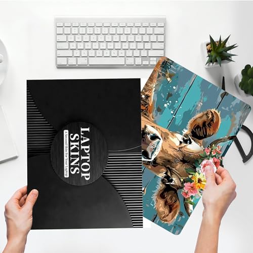 Universal Laptop Skin Sticker with 2 Wrist Pad Skins, Waterproof Scratch Resistant Vinyl Laptop Cover Decal, Cut to Fit for 11–15.6 Inch MacBook HP Dell Lenovo, Dairy Cattle Flower - color: Dairy Cattle Flower