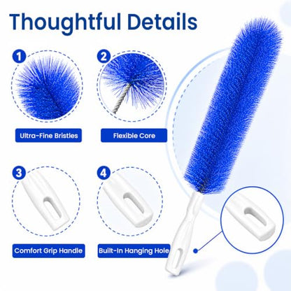 Fan Cleaning Brush, Bendable Dust Remover for AC Vent Grilles, Window Tracks, Keyboards and Narrow Spaces (3)