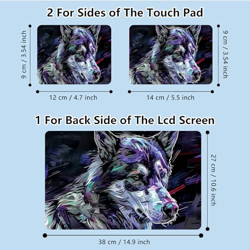 Universal Laptop Skin Sticker with 2 Wrist Pad Skins, Waterproof Scratch Resistant Vinyl Laptop Cover Decal, Cut to Fit for 11–15.6 Inch MacBook HP Dell Lenovo, Art Wolf - color: Art Wolf