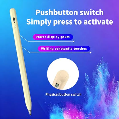 Digital for Android Tablets Stylus Pen for Samsung Galaxy Tab A11+Plus/A11/A9+/A9 Pencil,Accurate Without delay，One-Click Power On/Off,+2Nibs&Long Battery Life (Yellow) - color: Yellow