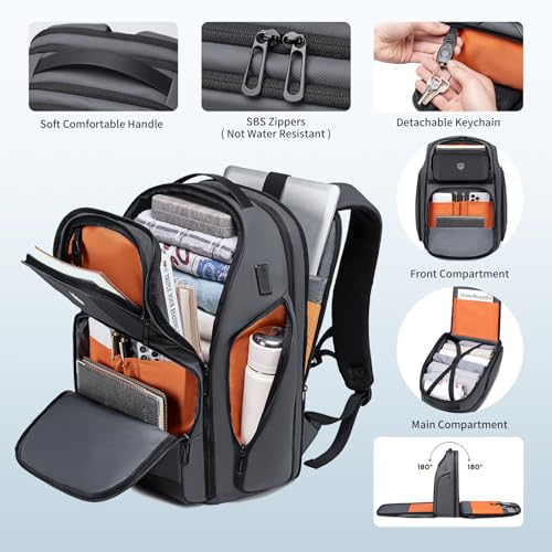 Fenree.geer Business Travel Backpack for Professionals 17 Inch Laptop, Grey | Water Resistant, Expandable, 45L Travel Backpack with USB Port, Men's Backpack for Work/College/Commuter/Business