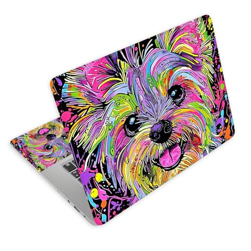 Universal Laptop Skin Decal, 3-Piece Vinyl Protector for 12 13 14 15.6" Notebook, Waterproof Anti-Scratch, Easy Trim & Bubble-Free Finish, Colorful Dog - color: Colorful Dog