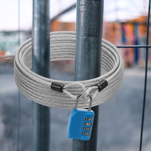 12 Pack Security Cable Luggage Lock with Loops 15 ft 3mm Braided Steel Coated Bike Cable Wire Double Loop Anti Theft Safety for U Lock, Padlock and Disc(Clear) - color: Clear, size: 15 Feet