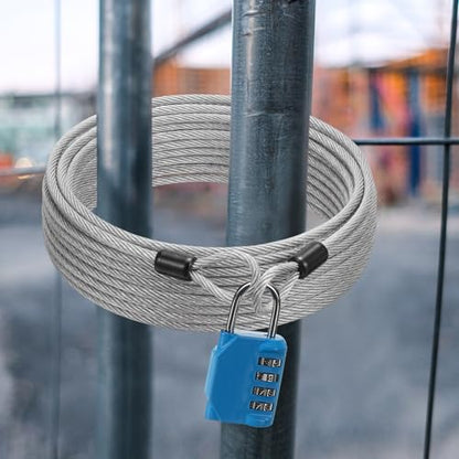 12 Pack Security Cable Luggage Lock with Loops 15 ft 3mm Braided Steel Coated Bike Cable Wire Double Loop Anti Theft Safety for U Lock, Padlock and Disc(Clear) - color: Clear, size: 15 Feet