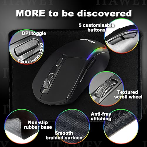 Bluetooth LED Mouse + Pad Combo | LED Strip, Dual BT/2.4G, Quiet, 6 Buttons