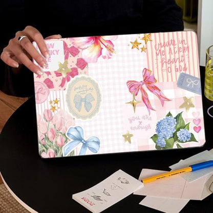 for MacBook Neo Case 13 inch 2026 A18 Pro (A3404), Anti-Scratch Protective Pattern Hard Shell Case, Trendy Laptop Cover with Keyboard Cover+Screen Film+Trackpad Film,Pink Bow Whimsy ﻿ - color: Pink Bow Whimsy