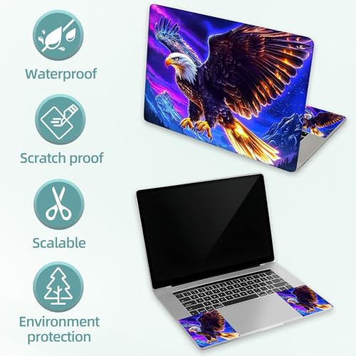 Universal Laptop Skin Decal, 3-Piece Vinyl Protector for 12 13 14 15.6" Notebook, Waterproof Anti-Scratch, Easy Trim & Bubble-Free Finish, Majestic Eagle Soaring High - color: Majestic Eagle Soaring High