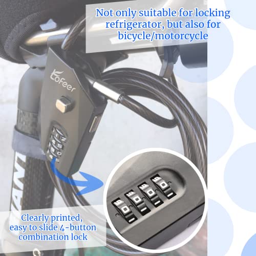 4-Digit Combination Cable Lock, 70 Inch PVC Coated Steel Cable Lock with Zinc Alloy Body, 10,000 Codes，Resettable Security Lock for Refrigerator, Cabinet, Bike, Motorcycle, Kayak, Trail Camera