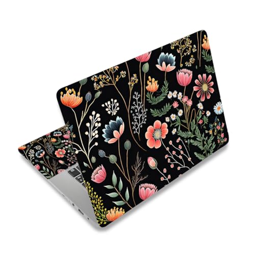 12 12.1 13 13.3 14 15.4 15.6 Inch Laptop Skin Decal, Laptop Skins Stickers Decals for Notebook PC, Universal Reusable Vinyl Laptop Cover Sticker, Waterproof Art Protector I Black Florals Weeds - color: Black Florals Weeds