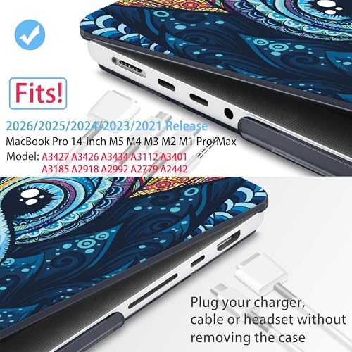Mektron Case for M5 MacBook Pro 14 inch 2026 Model A3427 A3426 Fit 2025-2021 Model A3434 A3112 M4 A3112 A3401 A3185 M3 A2918 A2992 M2 A2779 M1 A2442 Pro/Max Cover for MacBook Pro 14", Owl - color: Cute Owl