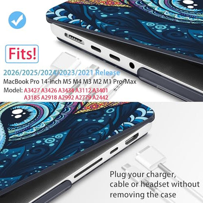 Mektron Case for M5 MacBook Pro 14 inch 2026 Model A3427 A3426 Fit 2025-2021 Model A3434 A3112 M4 A3112 A3401 A3185 M3 A2918 A2992 M2 A2779 M1 A2442 Pro/Max Cover for MacBook Pro 14", Owl - color: Cute Owl