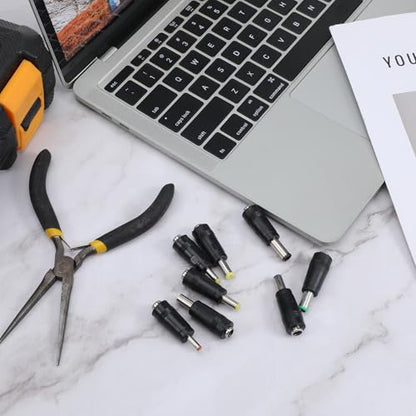 Universal DC Connectors Plug Kit, 8 Connector Tips Kits DC Plug Universal 5.5 x 2.1 mm Female to Male Adapter Tips AC Power Adapters Power Supply Plugs for LED Strip Lights, Laptop