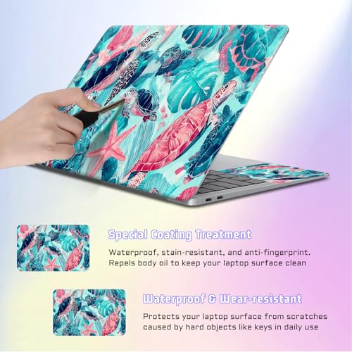 Universal Laptop Skin Sticker Decal, Compatible with MacBook HP Dell Lenovo 12"-15.6", Reusable Vinyl Notebook Cover 3PCS Set, High-Recognition Film-Tropical Sea Turtle - color: Tropical Sea Turtle