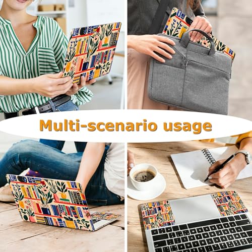 Universal Laptop Skin Sticker with 2 Wrist Pad Decals, 3-Piece Removable Vinyl Laptop Cover, Bookshelves Waterproof Anti-Scratch, Easy-Trim Fit for 13.3" 14" 15.6" Laptops - color: Bookshelves