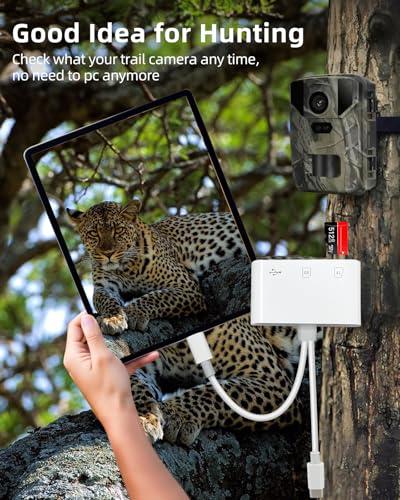 PIYILO SD Card Read for iPhone, USB C Micro SD Card Adapter, Memory Card Reader for Digital Camera, TF Card Trail Camera Viewer, Compatible with iPhone16, MacBook, Laptop, PC, Android