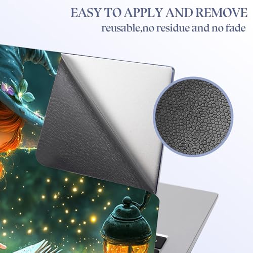 Universal Laptop Skin Sticker Decal,15.6 Inch Laptop Vinyl Cover for 13" 14" 15.6" Laptop,Waterproof Scratch-Resistant Protector Wrap,Reusable with Wrist Pads,Witch Girl Magic Book - color: Witch Girl Magic Book