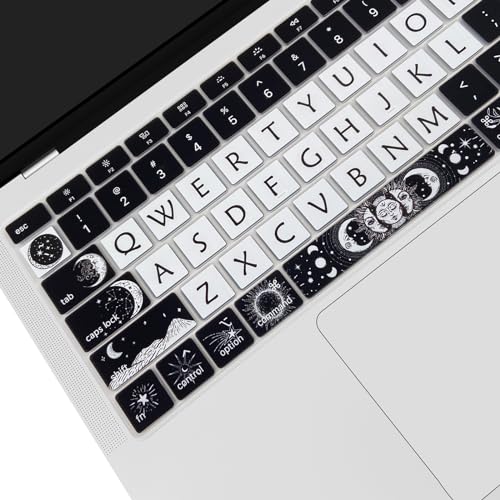 Cute Keyboard Cover for 2021 2020 MacBook Air 13 inch (Model: A2179 A2337) M1 Chip, Silicone Protective Skin, Sun and Moon - color: Sun and Moon