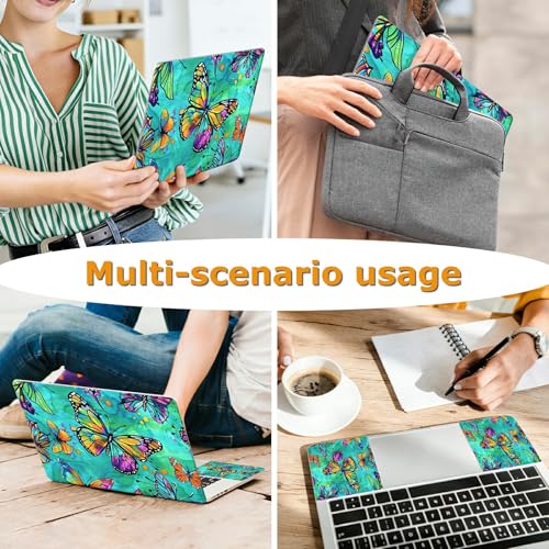 Universal Laptop Skin Sticker with 2 Wrist Pad Decals, 3-Piece Removable Vinyl Laptop Cover, Colorful Art Butterfly Waterproof Anti-Scratch, Easy-Trim Fit for 13.3" 14" 15.6" Laptops - color: Colorful Art Butterfly