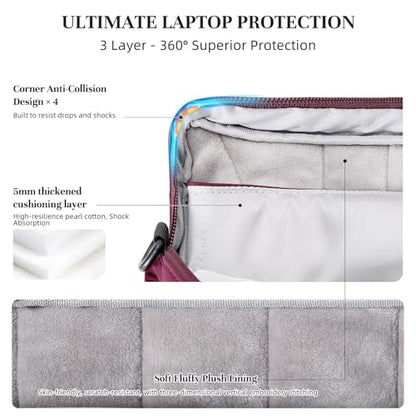 Timeet 17.3 Inch Laptop Bag for Men Women, Lightweight & Water-Resistant Computer Bag Laptop Briefcase with Shoulder Strap - color: Wine Red