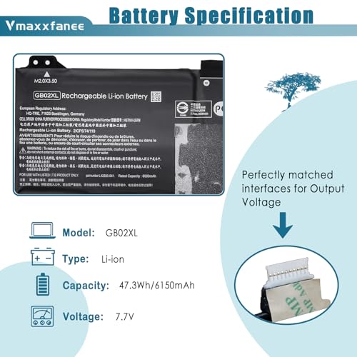HP GB02XL GBO2XL Laptop Battery Replacement for HP Chromebook 14-DB0051CL X360 11 G2 EE Chromebook 11A G5 G6 G8 EE Series HSTNN-DB7X HSTNN-UB7M L42550-541 L42550-271 L42583-005 917725-855 GM02XL - size: GB02XL 9.45*2.99*0.2inch