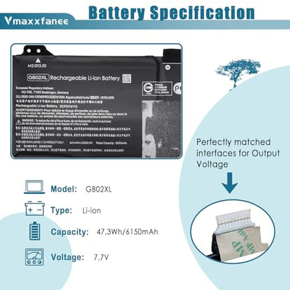 HP GB02XL GBO2XL Laptop Battery Replacement for HP Chromebook 14-DB0051CL X360 11 G2 EE Chromebook 11A G5 G6 G8 EE Series HSTNN-DB7X HSTNN-UB7M L42550-541 L42550-271 L42583-005 917725-855 GM02XL - size: GB02XL 9.45*2.99*0.2inch