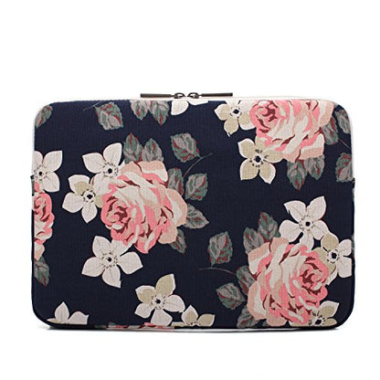 Canvaslife White Rose Pattern 13 inch Canvas Laptop Sleeve with Pocket 13 inch 13.3 inch Laptop case 13.1 case 13.6sleeve - color: White Rose, size: 13 inch/13.3 inch