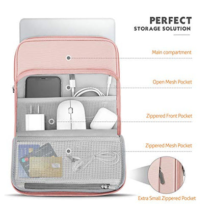 MoKo 13.3-14 Inch Laptop Sleeve Bag Carrying Case with Accessory Pocket | Fits MacBook Pro 14-inch M3/M2, MacBook Pro 13-inch M2/M1, MacBook Air 13.6-inch M2 and Surface Pro 9/8, Pink - color: Pink, size: 13.3-14 Inch