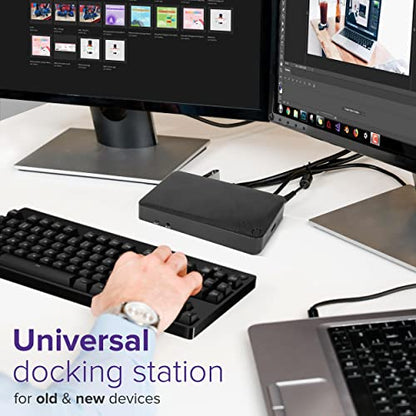 Targus USB C Docking Station Universal DV4K, USB C Laptop Docking Station Dual Monitor 2 HDMI, with Legacy Host Power Kit, Works w/Operating Systems Like Windows, Mac, Android, iOS (DOCK192USZ) - size: Dual Monitor 4K, 10 Gbps, 100 Watt