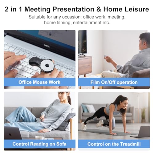SANWA 2 in 1 Ring Mouse, 2-Device Switch, Wireless Presentation Clicker | Portable Mini Wearable Mouse, 800 DPI, Rechargeable Handheld Remote Mice, Compatible for PC, Laptop, Mac, Tablet, e-Book
