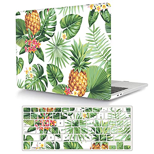 Protective Case Compatible with MacBook Pro 13 inch with CD-ROM Model: A1278(Old Version 2012/2011/2010/2009/2008), Plastic Hard Shell Case Cover & Keyboard Cover Skin - Pineapple & Leaves - color: Pineapple & Leaves, size: A1278(Pro 13 w/CD-ROM 2008-2012