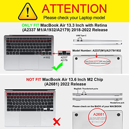 Fintie Case for MacBook Air 13 Inch A2337/A2179/A1932, Composition Book | Air 13.3'', 2018-2022, M1, Snap-On Shell Cover, Full Port Access, Easy On/Off, Lightweight - color: Composition Book