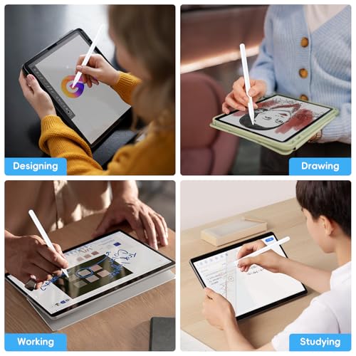 Rechargeable MPP 2.0 Tilt Pen for HP/Surface/Kobo, 4096 Pressure & Magnetic | Two Side Button, Palm Rejection Stylus for Surface Pro 11-3, Laptop/Book/Go/Studio for Students Artists Drawing Note-Taking - color: White