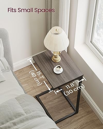 VASAGLE C-Shaped End Table, Side Table for Sofa, Couch Table with Metal Frame, Small TV Tray Table for Living Room, Bedroom, Chestnut Brown and Black ULET353B74 - color: Chestnut Brown + Black