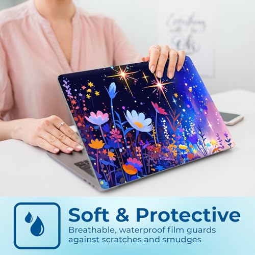 Reusable Universal Laptop Skin Sticker, Cut to Fit for 11.6–15.6 Inch Laptops, Waterproof Protective Film, No-Residue - Starlit Flowers - color: Starlit Flowers
