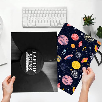 Universal Laptop Skin Sticker with 2 Wrist Pad Skins, Waterproof Scratch Resistant Vinyl Laptop Cover Decal, Cut to Fit for 11–15.6 Inch MacBook HP Dell Lenovo, Cosmic Planet - color: Cosmic Planet