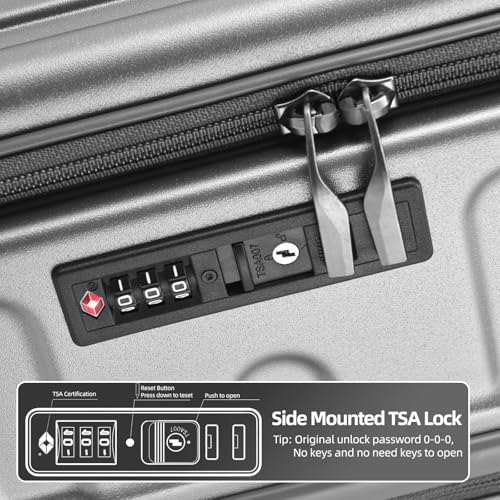 Kaleenie 29 Inch Checked Luggage with Expansion and Side Opening | Expandable Lightweight ABS+PC Hardshell Trunk Suitcase,360° Universal Wheels,YKK Zipper,50 * 31(35)*76cm, 117L~133L,Grey - color: Dark Gray, size: 29 Inch