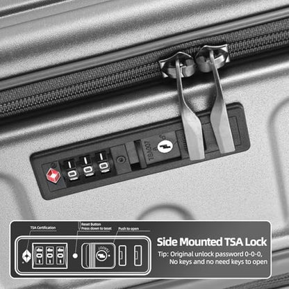 Kaleenie 29 Inch Checked Luggage with Expansion and Side Opening | Expandable Lightweight ABS+PC Hardshell Trunk Suitcase,360° Universal Wheels,YKK Zipper,50 * 31(35)*76cm, 117L~133L,Grey - color: Dark Gray, size: 29 Inch