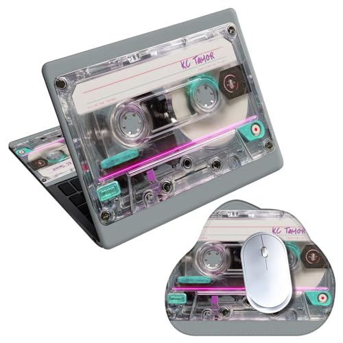 Laptop Skin Sticker Decal 15-15.6 Inch with Cute Mouse Pad, Universal Reusable Vinyl Sticker for 12.1 13 13.3 14 15.4 Inch Netbook and Notebook PC, Vintage Cassette Tape - color: Vintage Cassette Tape